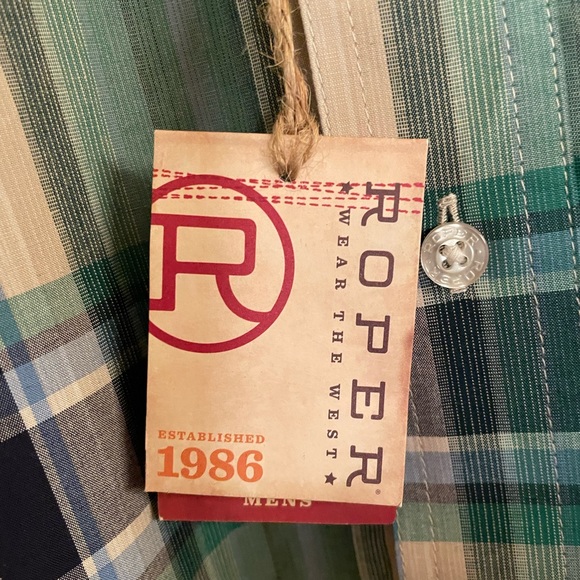 Roper Blue Plaid with Pocket Button Down Collar Shirt Size Large - Picture 4 of 9